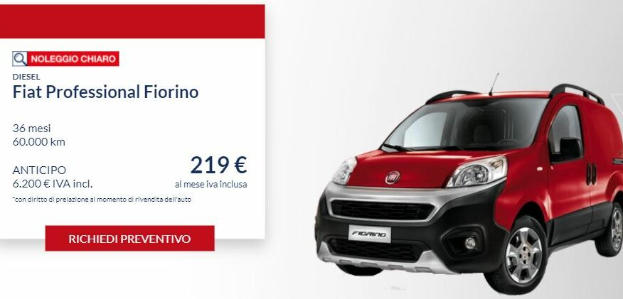 FIAT FIORINO PROFESSIONAL DIESEL CON NOLEGGIO CHIARO LEASYS