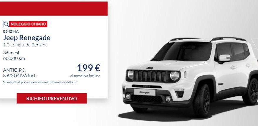 JEEP RENEGADE 1.0 LONGITUDE CON NOLEGGIO CHIARO LEASYS